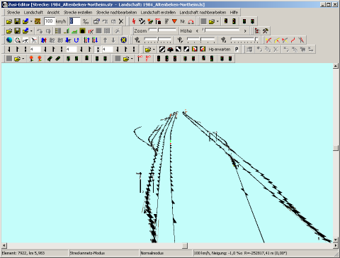 Screenshot Streckeneditor im Streckenbaumodus